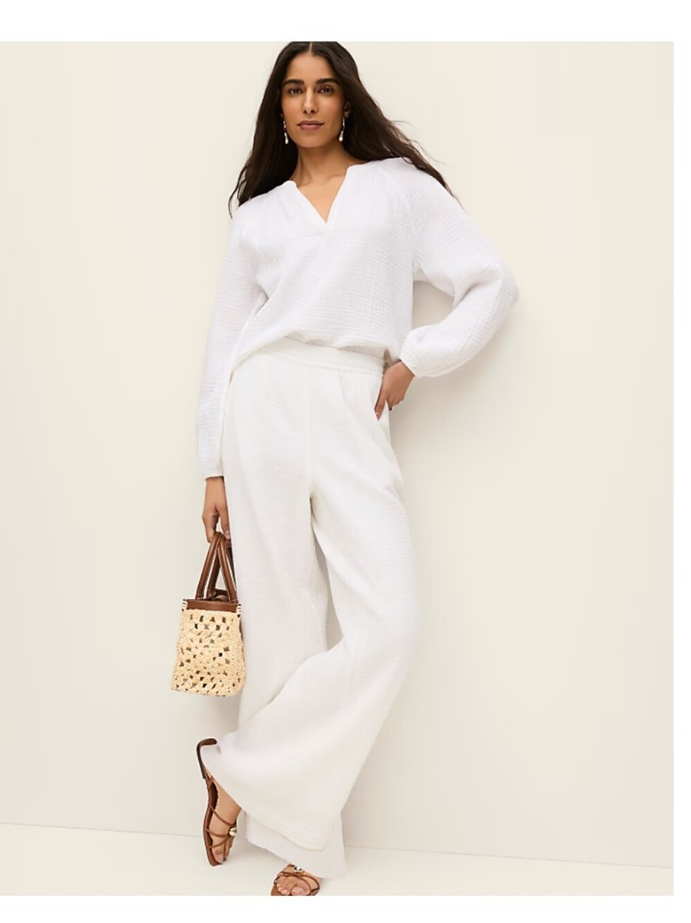 The Easy Fit Wide-Leg Pant in Cotton Gauze